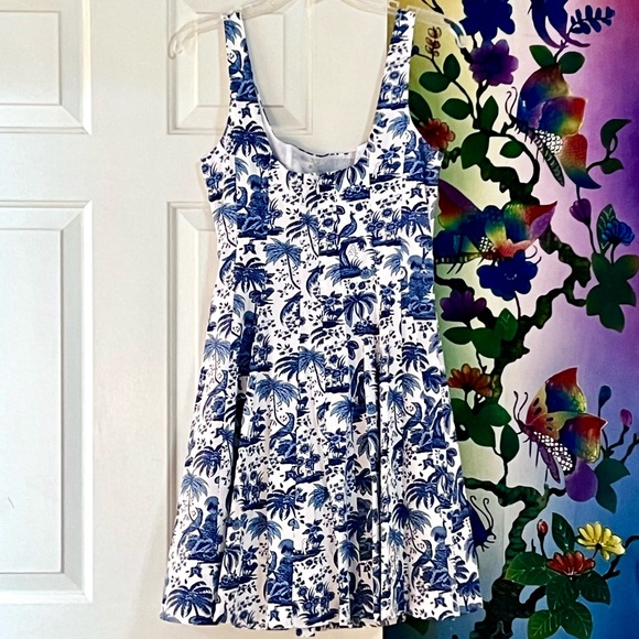 🌺🎉HP🎉🌺 NWT Staud Wells Mini Dress Blue Toile - Picture 13 of 16